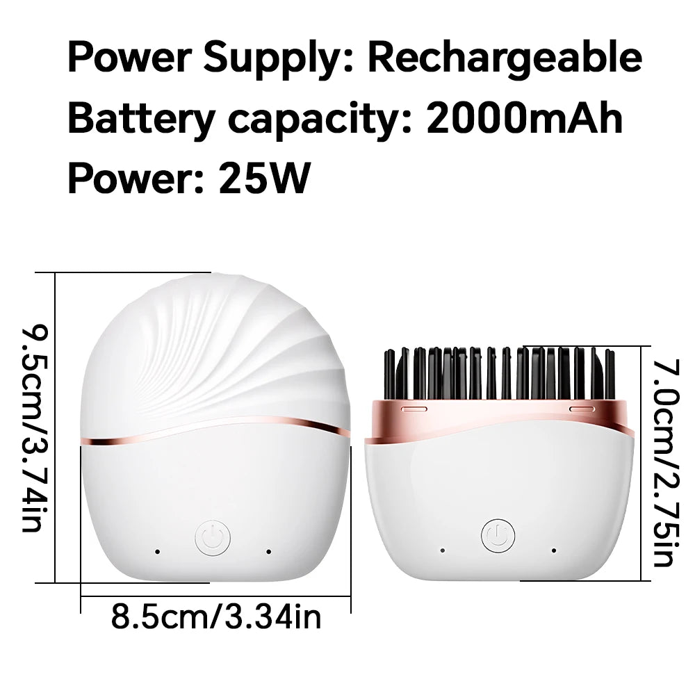SafeGlide Mini Rechargeable Straightening Brush – Cordless & Anti-Scald