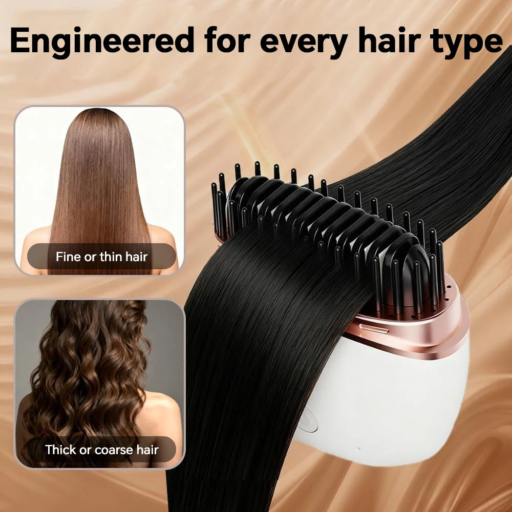 SafeGlide Mini Rechargeable Straightening Brush – Cordless & Anti-Scald