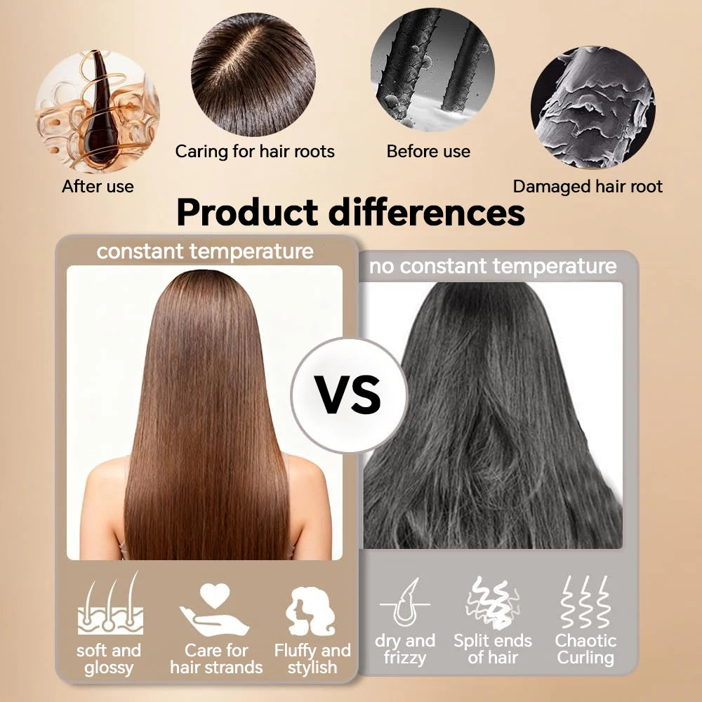 SafeGlide Mini Rechargeable Straightening Brush – Cordless & Anti-Scald